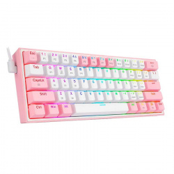 TECLADO REDRAGON FIZZ PRO BLANCO/ROSA K616-RGB WP SP 60%, ESPAÑOL