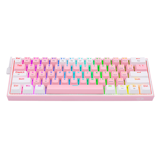 TECLADO REDRAGON FIZZ PRO ROSA/BLANCO K616-RGB PW SP 60%, ESPAÑOL
