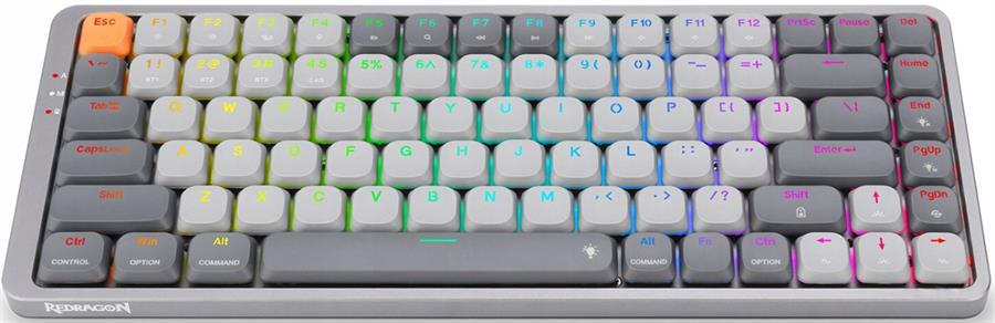 TECLADO REDRAGON AZURE GRIS/GRIS OBSCURO WIRELESS K652GG-RGB-PRO 75%, INGLÉS, BT